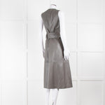 Joseph Grey Nappa Leather Belted Sleeveless Dress