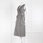 Joseph Grey Nappa Leather Belted Sleeveless Dress