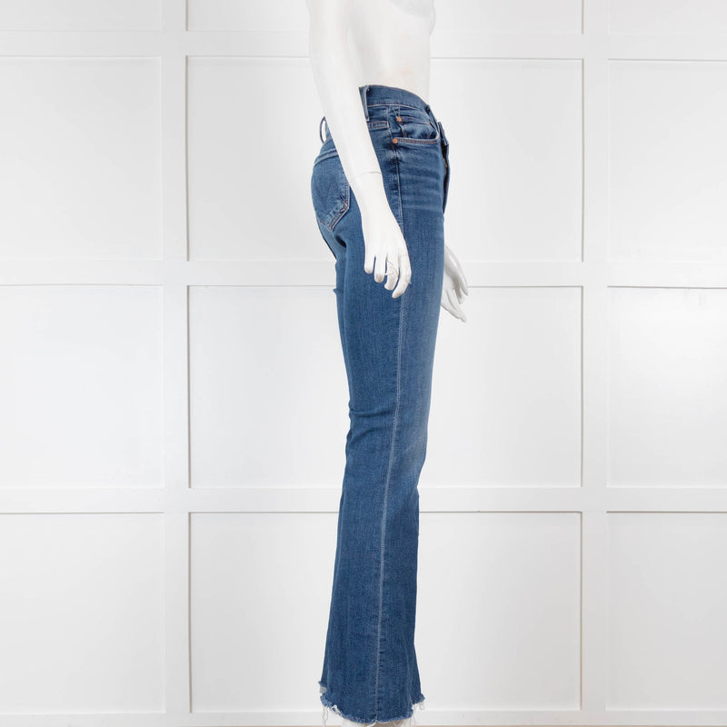 Mother Kickflare Frayed Blue Jeans