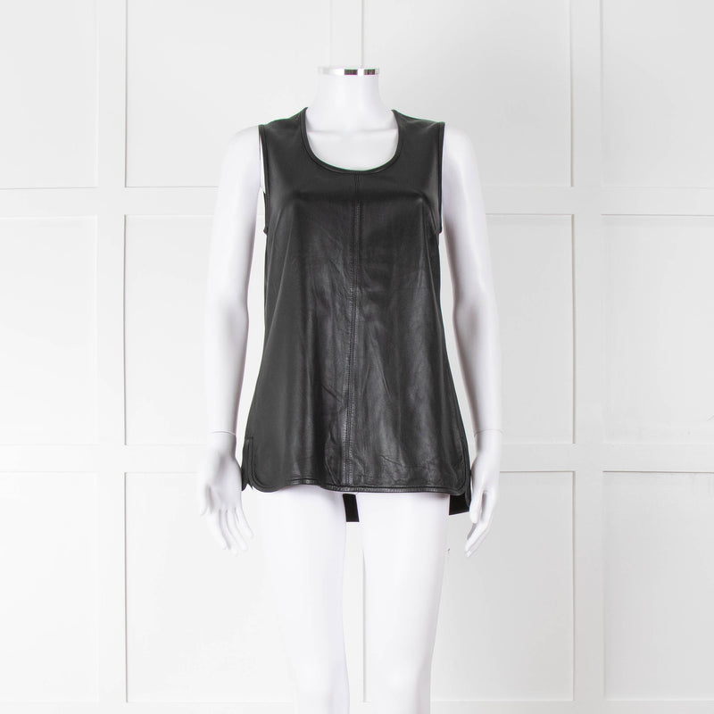 Joseph Black Leather Sleeveless Top