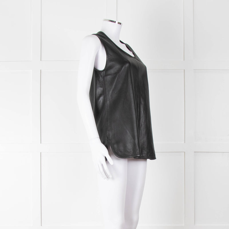 Joseph Black Leather Sleeveless Top