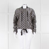 Victoria Victoria Beckham Navy Silver Woven Pattern Gathered Bomber Jacket