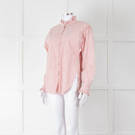 Isabel Marant Etoile White Red Stripes Frill Detail Linen Button up Shirt