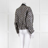 Victoria Victoria Beckham Navy Silver Woven Pattern Gathered Bomber Jacket