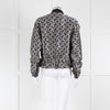 Victoria Victoria Beckham Navy Silver Woven Pattern Gathered Bomber Jacket