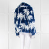 MSGM Blue White Palm Tree Faux Fur Short Jacket