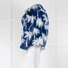 MSGM Blue White Palm Tree Faux Fur Short Jacket