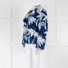 MSGM Blue White Palm Tree Faux Fur Short Jacket