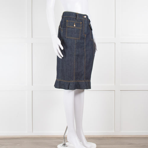 Louis Vuitton Blue Denim Front Pocket Detail Skirt