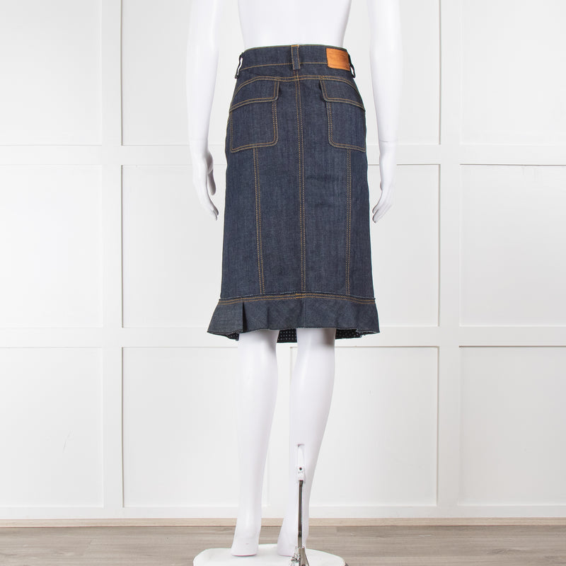 Louis Vuitton Blue Denim Front Pocket Detail Skirt