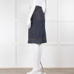 Louis Vuitton Blue Denim Front Pocket Detail Skirt