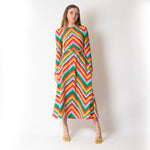 Valentino Garavani Hero Round Neck Crepe De Chine Chevron V Archive 1973 Dress