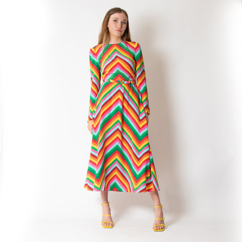 Valentino Garavani Hero Round Neck Crepe De Chine Chevron V Archive 1973 Dress