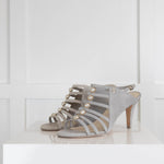 Chanel Grey Pearl Detail Open Toe Heel Sandals