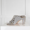 Chanel Grey Pearl Detail Open Toe Heel Sandals