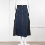 ME + EM Blue And Black Denim A-Line Skirt