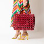 Christian Dior Diorcabas Handwoven Red Leather Bag