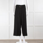 ME + EM Black High Waisted Belted Cropped Wide Trousers