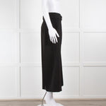 ME + EM Black High Waisted Belted Cropped Wide Trousers