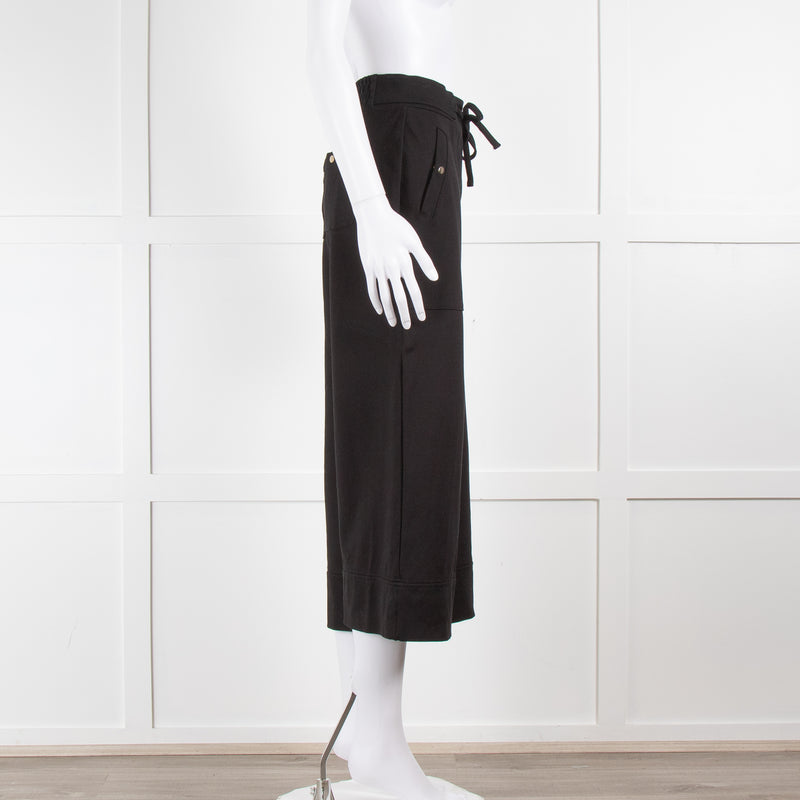 ME + EM Black Jersey Elasticated High Waisted Cropped Trousers