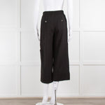 ME + EM Black Jersey Elasticated High Waisted Cropped Trousers