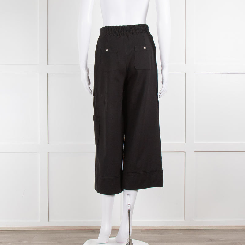 ME + EM Black Jersey Elasticated High Waisted Cropped Trousers