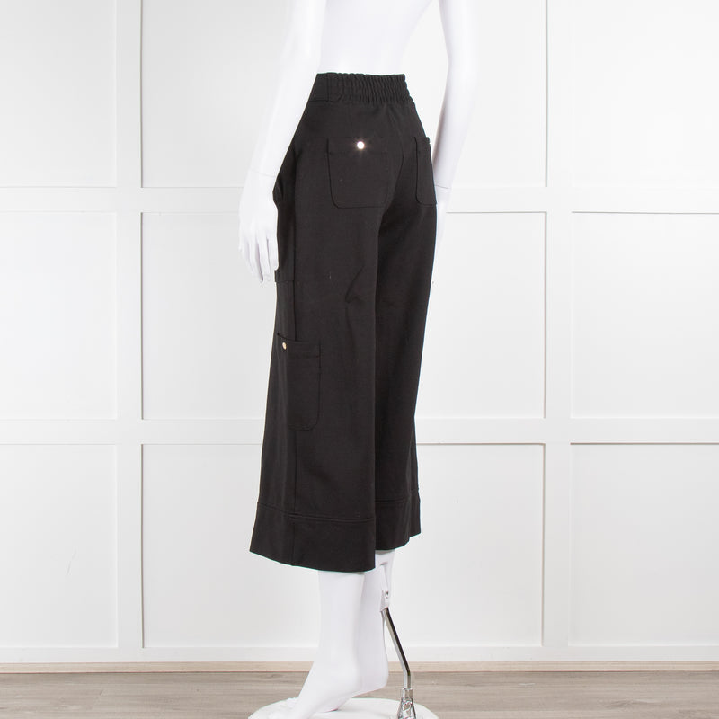 ME + EM Black Jersey Elasticated High Waisted Cropped Trousers