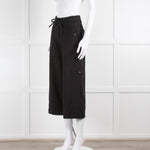 ME + EM Black Jersey Elasticated High Waisted Cropped Trousers