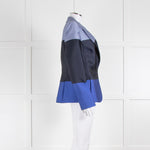 Escada Blue 3 Tone Satin Blazer Jacket