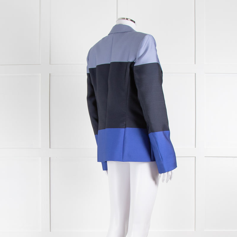 Escada Blue 3 Tone Satin Blazer Jacket