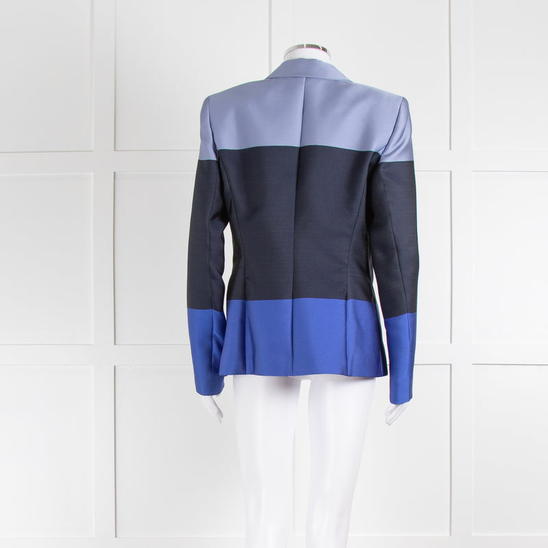 Escada Blue 3 Tone Satin Blazer Jacket