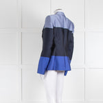 Escada Blue 3 Tone Satin Blazer Jacket