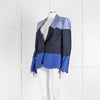 Escada Blue 3 Tone Satin Blazer Jacket