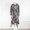 Isabel Marant Etoile Fringed Black And Grey Check Wool Blend Coat