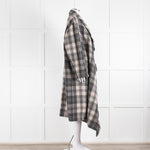 Isabel Marant Etoile Fringed Black And Grey Check Wool Blend Coat