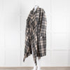 Isabel Marant Etoile Fringed Black And Grey Check Wool Blend Coat