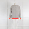 Cove Light Grey Cashmere Jumper with Pink & Orange Cuff Details