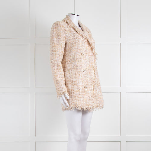 Rino & Pelle Cream Tweed Longline Jacket With Pearl Buttons