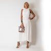 Another Tomorrow Shirred Off White Gathered Maxi Dress