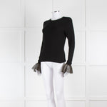 Me + Em Black Lurex Cuff Layering Top