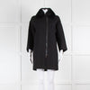 Vince Black Shift Coat with Detachable Rabbit Fur Collar