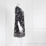 BA&SH Black Blue White Floral Smock Short Dress