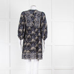 BA&SH Black Blue White Floral Smock Short Dress