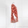 BA&SH Orange Black Floral Smock Short Dress