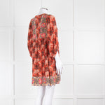 BA&SH Orange Black Floral Smock Short Dress