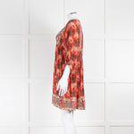 BA&SH Orange Black Floral Smock Short Dress