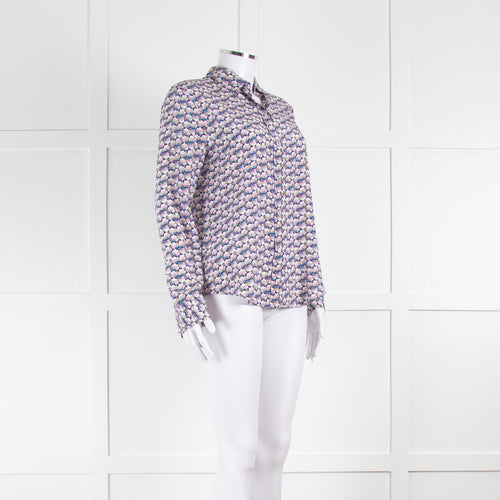 Ridley White Purple Floral Silk Shirt