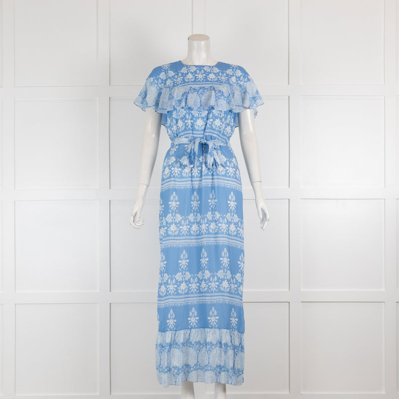 Beulah London Blue Peacock Print Dress