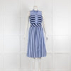 Vilagallo Blue & Navy Stripe Cotton Sleeveless Dress with Belt