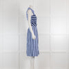 Vilagallo Blue & Navy Stripe Cotton Sleeveless Dress with Belt